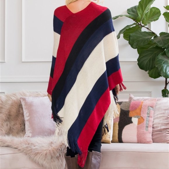 STRIPED PRINT PONCHO - SOFT - Picture 4 of 5